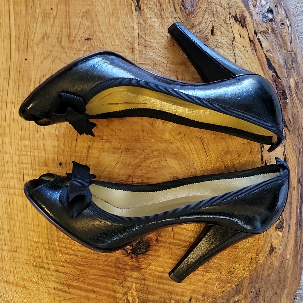 Marc by Marc Jacobs black open toe heels sz 37. Bow detail! - Picture 13 of 16